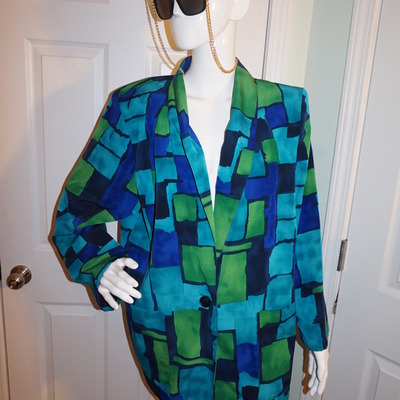Vintage kennigston square blue/green blazer size 1x