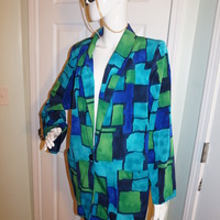 Vintage Kennigston Square Blue/Green Blazer Size 1x - Thumbnail 2