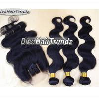30" *Grade 5A* Sassy Brazilian Remy Body Wave OR Straight Hair [3 Bundles] + 26" Swiss Lace Closure! - Thumbnail 1