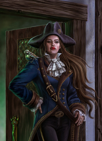 Cat God Pub- Limited Edition Print character  fantasy  pirate wall art print