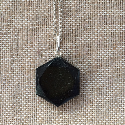 Energy star necklace in black agate
