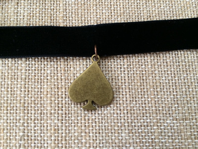 Queen of Spades Choker in Black / Brass