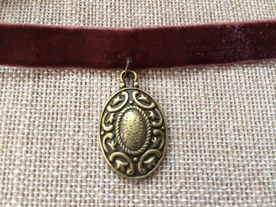 Moon and Stars Medallion Choker in Rust / Brass