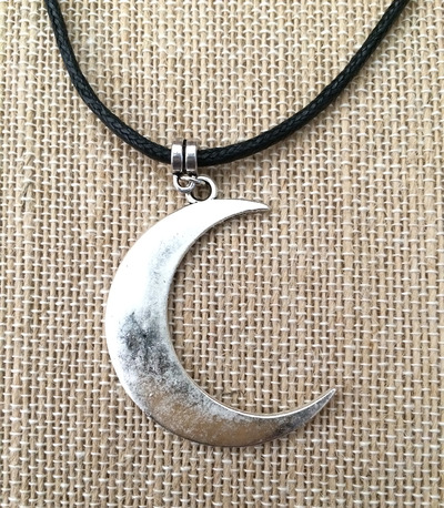 By the Moon Necklace in Black / Silver