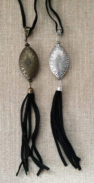 Concho Tassel Necklace in Black