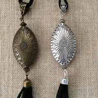 Concho Tassel Necklace in Black - Thumbnail 1