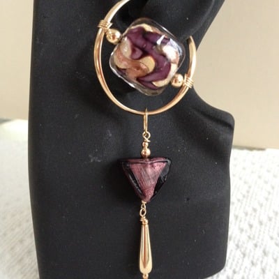 Purple venetican glass - gold-filled - Thumbnail 5