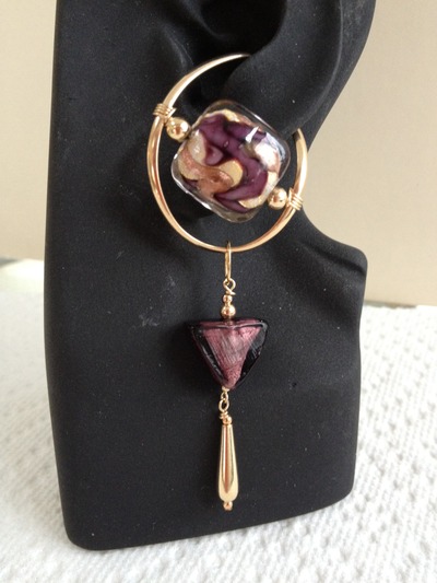 Purple Venetican Glass - gold-filled