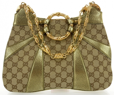 Gucci monogram bamboo gold chain bag