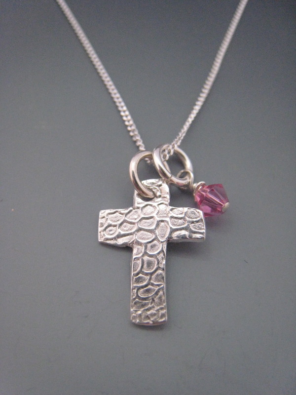 Cross Necklace with birthstone