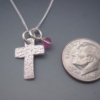 Cross Necklace with birthstone - Thumbnail 1