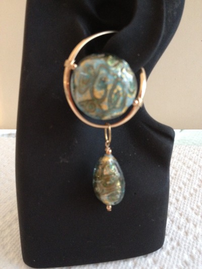 Turquoise Venetican Glass-gold foil