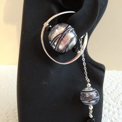 Black sterling foil venetican glass - Thumbnail 4