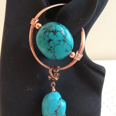 Copper/turquoise button drop - Thumbnail 4