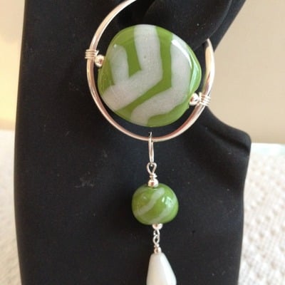 Lime green/white stripped - sterling - Thumbnail 3