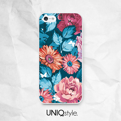 Vintage colorful floral pattern phone case for iphone 7, iphone 7 plus, ombre mint geometric case for samsung s7, s8, sony, lg g6, htc one m9 - Thumbnail 1