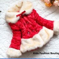 Girls Gorgeous Red Faux Fur Coat - Thumbnail 1