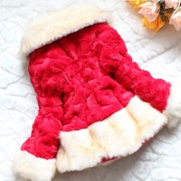Girls Gorgeous Red Faux Fur Coat - Thumbnail 2
