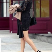 Fashion Lace Sheath Above Knee Plain Womens Dresses 023-141203013 - Thumbnail 1