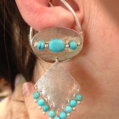 Hammered silver with turquoise - Thumbnail 3