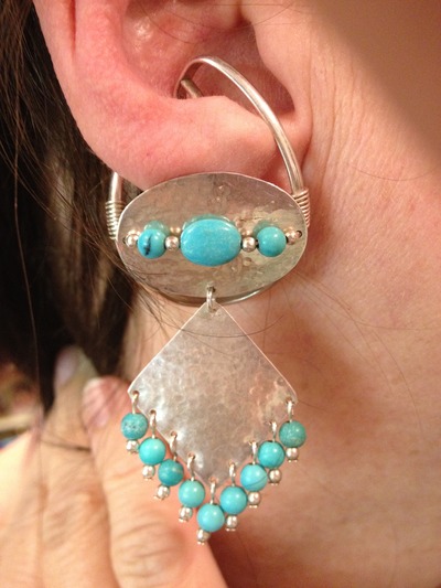 Hammered silver with turquoise