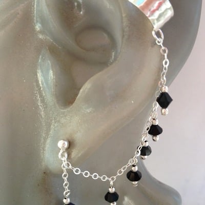 Black crystal chain cuff - Thumbnail 4