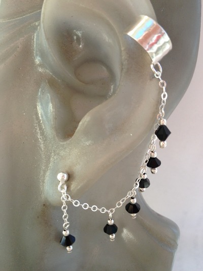 black crystal chain cuff