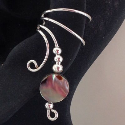 Sterling double curl w/abalone - Thumbnail 2