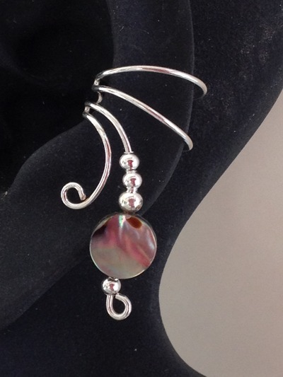 sterling double curl w/abalone