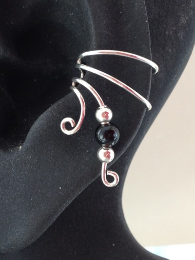 sterling double curl w/hematite