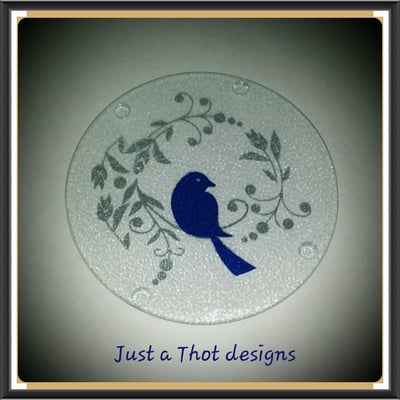 8" glass utility board  with vinyl designs 