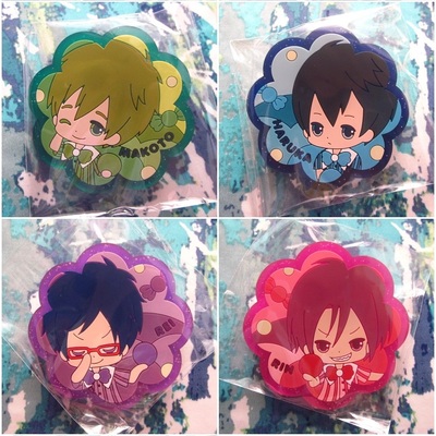 Free! iwatobi swim club - rubber badge - makoto / haruka / rei / rin / nagisa - 