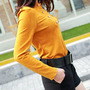 Fashion Cotton Blends Long Sleeve O-Neck Pullover Plain Womens T-Shirts 025-141204015-4