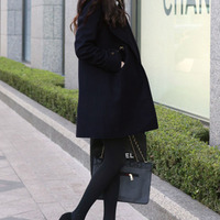 Fashion Cashmere Long Sleeve Notched Single Breasted Plain Womens Coats026-141203007 - Thumbnail 2