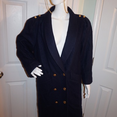 Vintage jofede navy blue wool trench coat size m-l