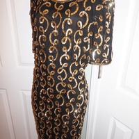 Vintage Stenay Black/Gold Sequins Dress Size XL  - Thumbnail 2