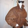 Vintage Sylvia Woven Brown Leather Jacke Size L -1