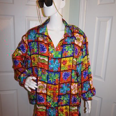 Vintage jessica holbrook muticolor floral blouse size 3x