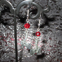Axe Earrings with Blood Red Crystals - Thumbnail 2