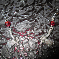 Axe Earrings with Blood Red Crystals - Thumbnail 3