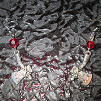 Axe Earrings with Blood Red Crystals - Thumbnail 4