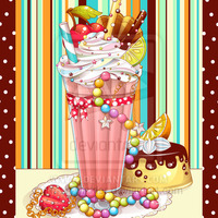 [Acrylicana Design] Milkshake-Sweetheart Winter Fleece Hoodie Sweater Jumper SP141597 - Thumbnail 3