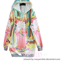 [Acrylicana Design] Milkshake-Sweetheart Winter Fleece Hoodie Sweater Jumper SP141597 - Thumbnail 1