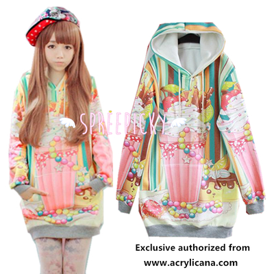 [Acrylicana Design] Milkshake-Sweetheart Winter Fleece Hoodie Sweater Jumper SP141597
