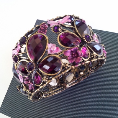 Purple crystal flower bracelet