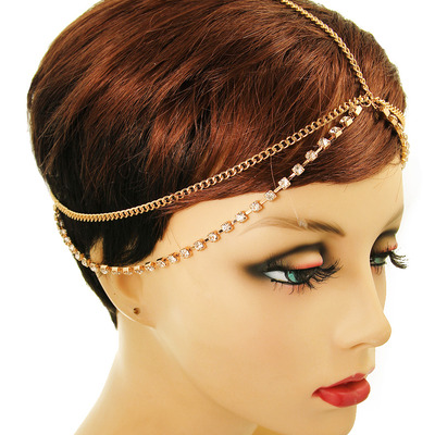 Rhinestone layered head chain