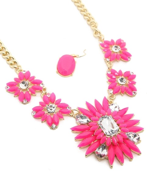 Pink Sparkles Necklace & Earring Set
