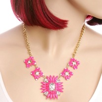 Pink Sparkles Necklace & Earring Set - Thumbnail 1