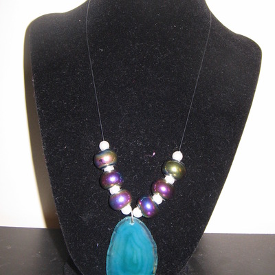 Peacock quartz necklace