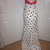 Vintage Jovani White/Pink polka Dot Dress Size M - Thumbnail 3